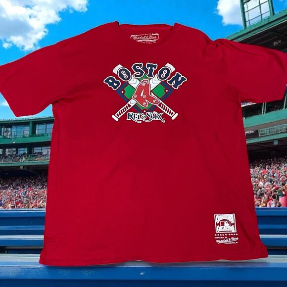 Mitchell & Ness Boston Red Sox Mens XL T-Shirt Cooperstown MLB Genuine Baseball - Picture 1 of 12